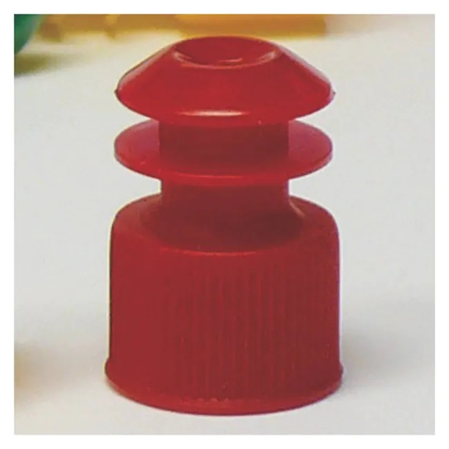Globe Scientific LDPE Flange Plug Caps for 13 mm Test Tubes, Red, 1000/Bag