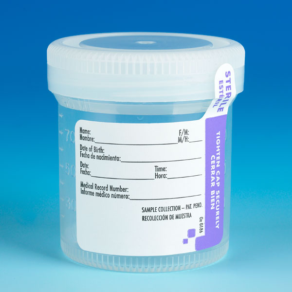 Globe Scientific Tite-Rite 90 ml PP Wide Mouth Containers w/ White Screw Cap and ID Label, 300/Case