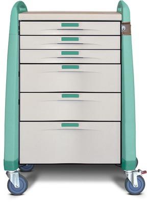 Capsa Avalo Standard Medical Cart w/(4) 3"/(3) 6" Drawers & Keyless Lock, Extreme Green