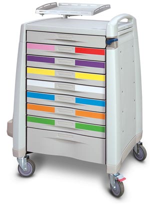 Capsa Avalo® Standard Medical Cart, 43" H X 24" D X 31" W, PEDCRASH Break Away Lock