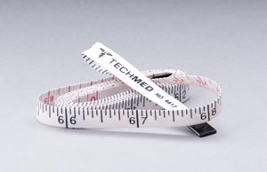 Tech-Med Tape Measure, 72"L, ¼"W, Linen-Like Fiberglass, English Scale & Metric Scl Reverse