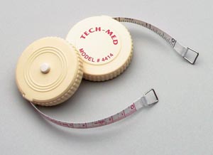 Tech-Med Tape Measure, 72"L, ¼"W, Linen-Like Fiberglass, White Plastic Case