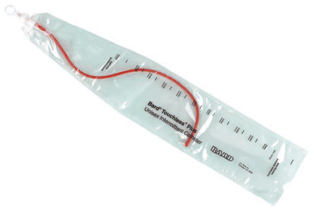 Bard Medical Touchless Plus 14 Fr Red Rubber Unisex Intermittent Catheter w/ Collection Bag, 50/Case
