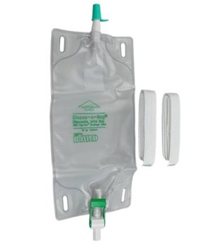 Bard Medical Dispoz-A-Bag 19 oz Leg Bags w/ Flip-Flo Valve & Pair of Fabric Leg Straps, 50/Case