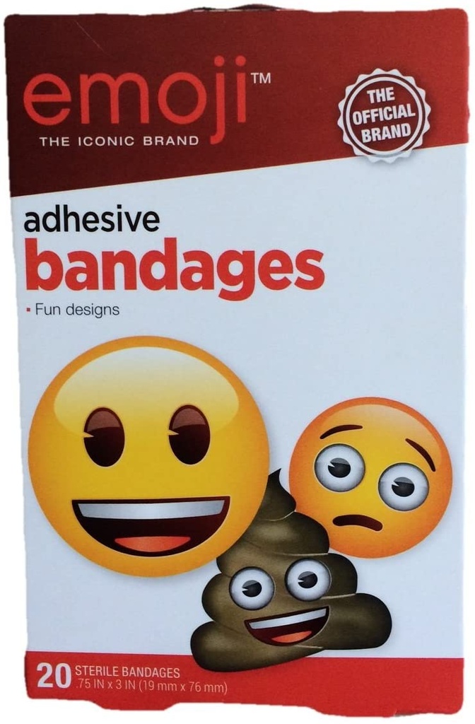 Aso Careband™ Decorated Emoji Adhesive Bandages, 2.75" x 1.888" x 4.188", 20 bx