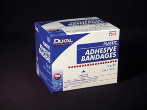 Dukal Adhesive Bandages, Plastic Adhesive Strips, 1" x 3", 100 bx