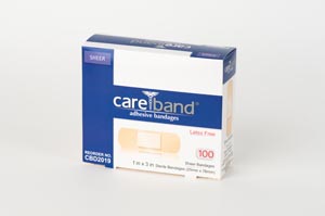 Aso Careband™ Sheer Adhesive Strip Bandages, 1" x 3", Latex Free (LF), 100 bx