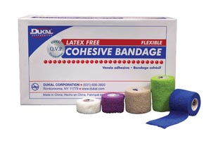 Dukal Cohesive Bandages, 1½" x 5 yds, Latex Free (LF), NS, Tan, 48 pk