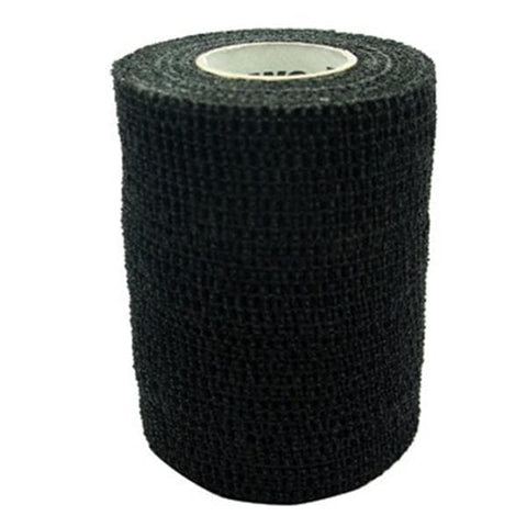 Andover Powerflex 4 inch x 6 Yd. Cohesive Self-Adherent Wrap Bandage, Black, 12/Case