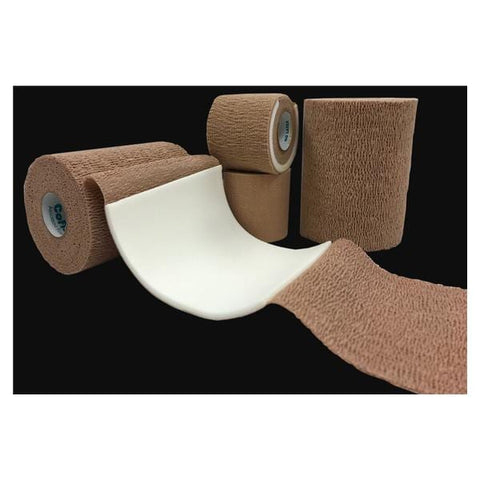 Andover Coflex 4 inch x 2.5 Yd. Absorbent Sterile Foam Dressing with Self-Adherent Wrap, Tan, 8/Case