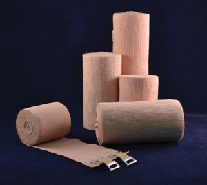 Ambra Le Roy Midlastic Elastic Bandage, 6" x 5 yds (Stretched) with Double Clip Closure, Tan