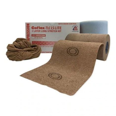 Andover Coflex 4 inch Lite Two Layer Compression Long Stretch Bandage System, Tan, 16/Case