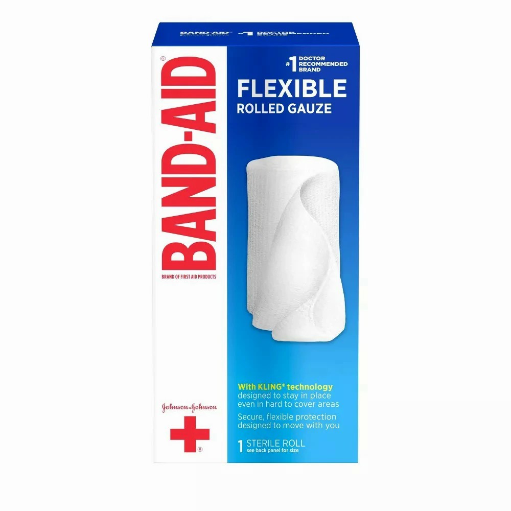 Johnson & Johnson Band-Aid 4 inch x 2.5 yds First Aid Flexible Rolled Gauze Bandages, 24 Boxes/Case