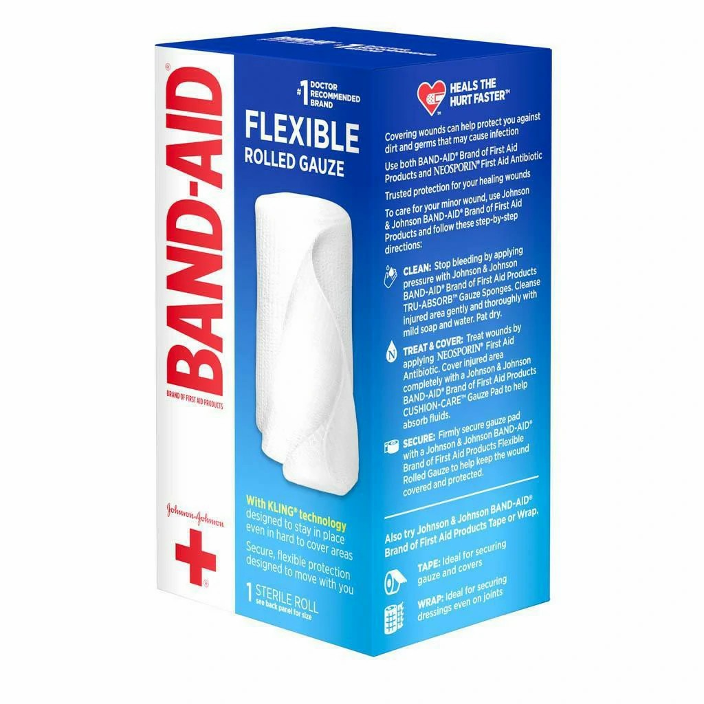 Johnson & Johnson Band-Aid 3 inch x 2.5 yds First Aid Flexible Rolled Gauze Bandages, 48 Boxes/Case