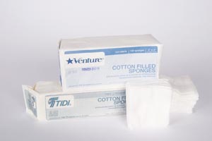 Tidi Venture™ 8-Ply Non-Sterile Cotton-Filled Gauze Sponge, 8-Ply, 3" x 3", Non-Sterile, 100/bg