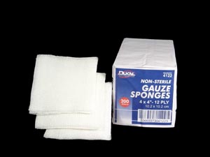 Dukal Woven Cotton Gauze Sponges, 4" x 4", NS, 12-ply, 100 bg, 20 cs