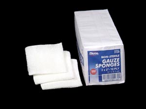 Dukal Woven Cotton Gauze Sponges, 2" x 2", NS, 12-Ply, 100 bg, 80 cs