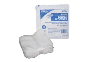 Dukal Woven Cotton Gauze Sponges, 4" x 4", Sterile Tray, 12-Ply, 128 tray