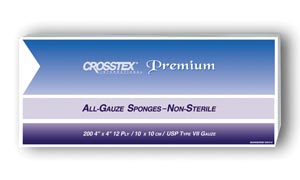 Crosstex All Gauze Premium NS Sponges, 4" x 4", 12-Ply, 2000 cs