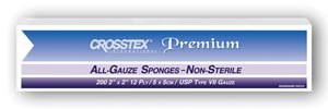 Crosstex All Gauze Premium NS Sponges, 2" x 2", 12-Ply, 8000 cs