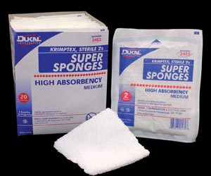 Dukal Super Sponges, Sterile 2s, Medium, Soft Pouch, 20 tray