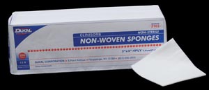 Dukal Clinisorb Non-Woven Gauze Sponge, 2" x 2", Non-Sterile, 4-Ply, 200 bg