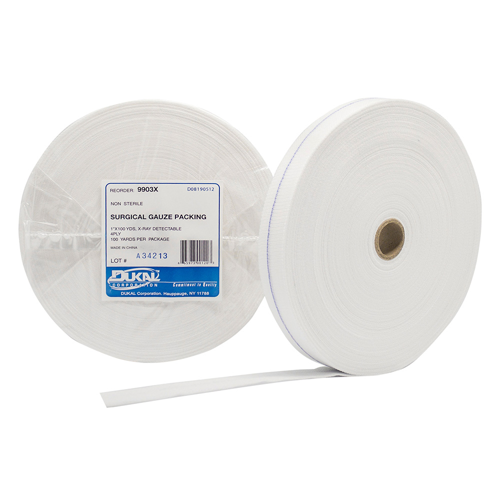 Dukal 1 inch x 100 yds 4-Ply Gauze Packing Roll