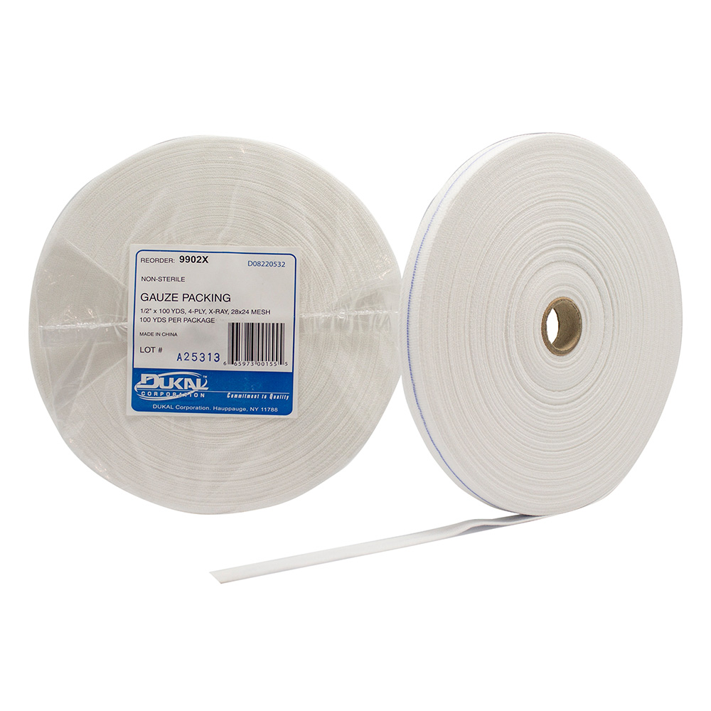 Dukal 1/2 inch x 100 yds 4-Ply Gauze Packing Roll