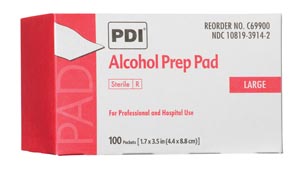 PDI Alcohol Prep Pad, Large, Sterile, 1.7" x 3.5", Applicator 2½" x 3"