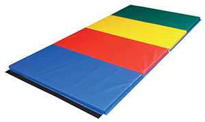 Fabrication Yoga Fold Mat, 4 ft x 8 ft, Velcro Ends, 2' Fold, 2' Panel, Rnbw, 1 3/8" Ethefoam