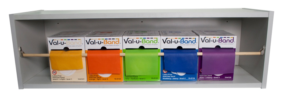 Fabrication CanDo Val-u-Band 50 yd Latex-Free Exercise Band Dispenser Rolls w/ Dispenser Rack, Assorted Color, 5 Pieces/Pack