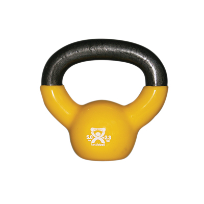 Fabrication CanDo 5 lb Cast Iron Vinyl Coated Kettle Bell, Yellow