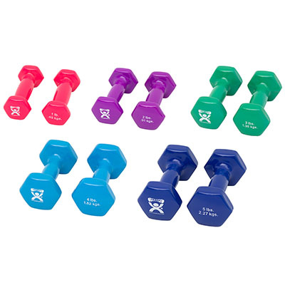 Fabrication CanDo Vinyl Coated Cast Iron Dumbbells, Assorted Color, 10 Pieces/Pack
