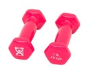 Fabrication CanDo 1 lb Vinyl Coated Cast Iron Dumbbell, Pink, 2/Pack