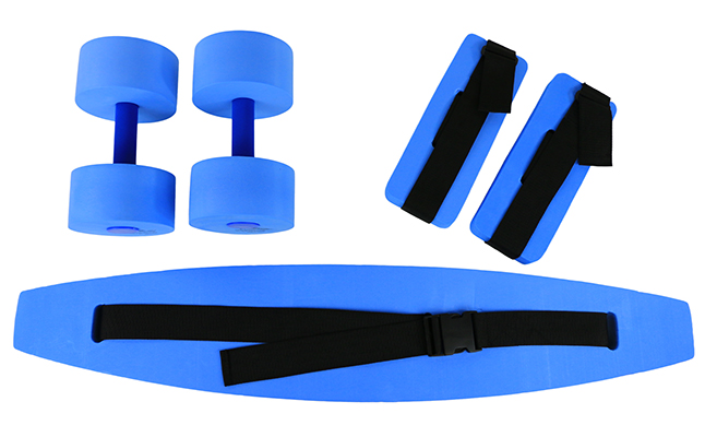 Fabrication Aquatic Therapy Deluxe Exercise Kit: Jogger Belt, Ankle Cuffs & Hand Bar, Large, Blu