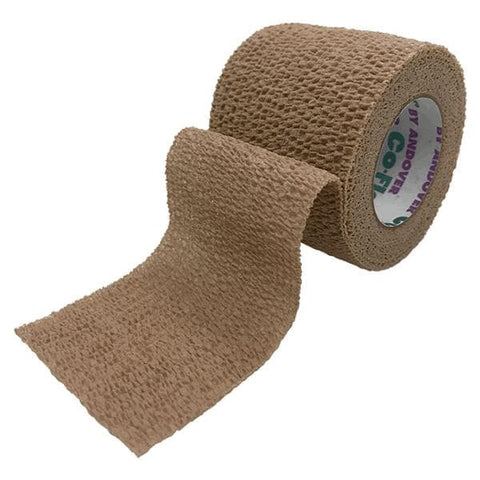 Andover Coflex 6 inch x 5 Yd. Cohesive Self-Adherent Wrap Bandage, Tan, 12/Case