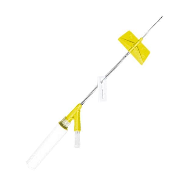 BD Saf-T-Intima 24 Gauge x 3/4 inch Closed IV Catheter System w/ Wings/Y Adapter & Needle Shield, Yellow, 200/Case