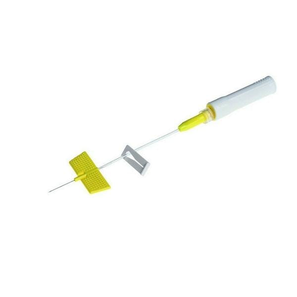 BD Saf-T-Intima 24 Gauge x 3/4 inch Closed IV Catheter System w/ Wings/PRN & Needle Shield, Yellow, 200/Case