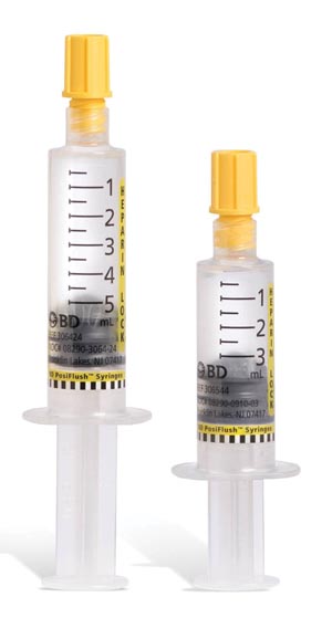 BD Posiflush™ Heparin Lock Flush Syringe, 100 Units/mL, 3mL, 30/bx