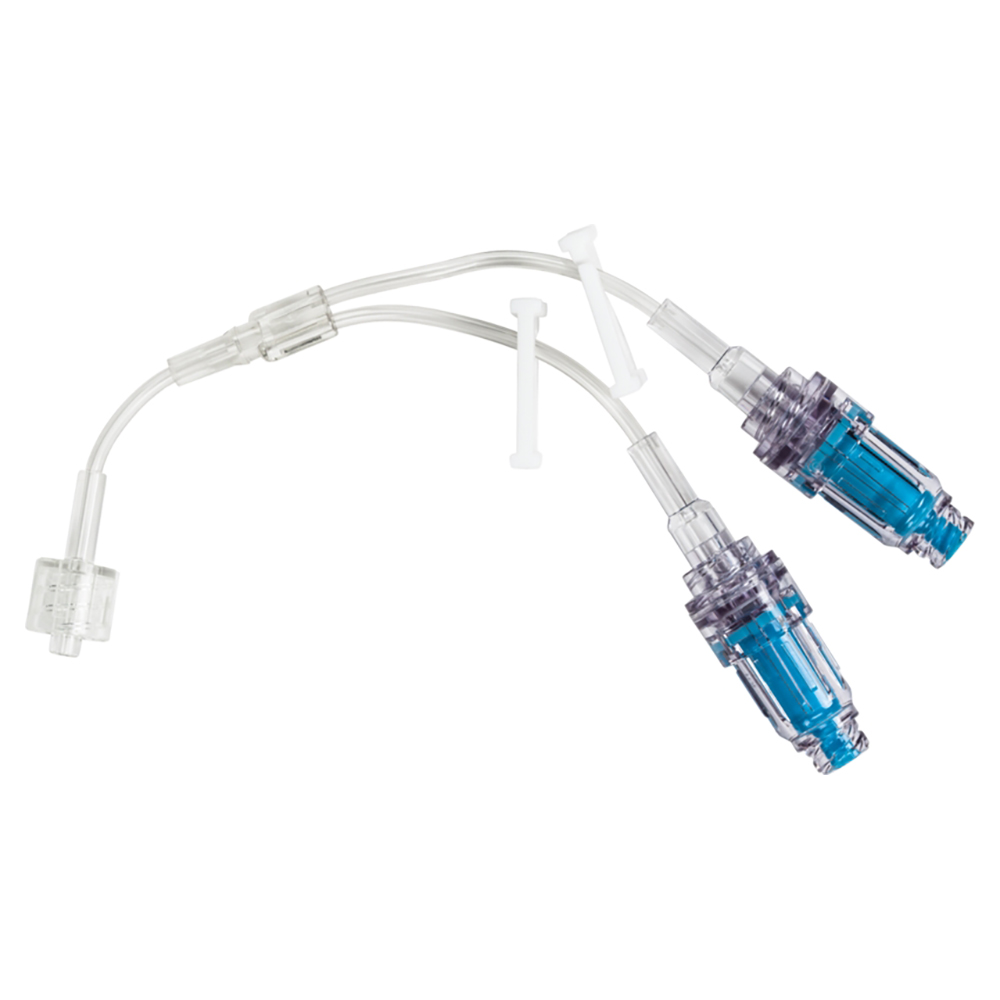 BD Bi-Fuse Extension Set with 2 Maxplus Clear Needleless Connectors, 2 Non-Removable Slide Clamps and Male Luer Lock, 50/Pack