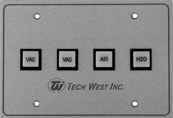 Tech West Dental Remote Control Panel - 1 Vac / 1 Air / 1 Water