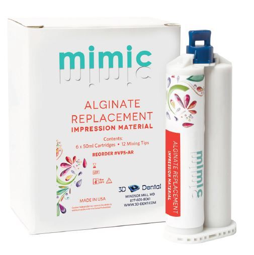 3D Dental Mimic Alginate Replacment Impression Material, Cartridges 6 x 50ml +12 tips
