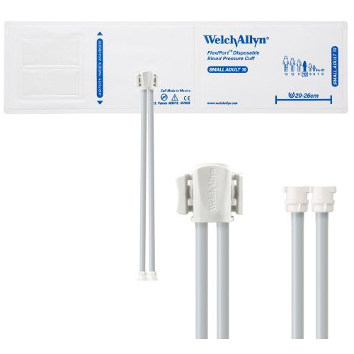 Welch Allyn Flexiport Soft Small Adult Disposable Blood Pressure Cuff with 2-Tubes, Locking Connector, 20/Pack