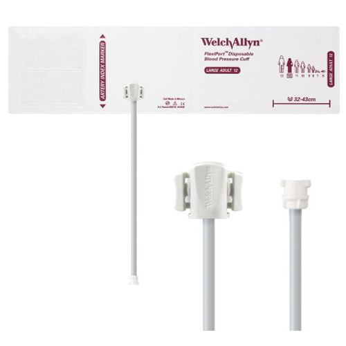 Welch Allyn Flexiport Soft Large Adult Disposable Blood Pressure Cuff with 1-Tube, Locking Connector, 20/Pack