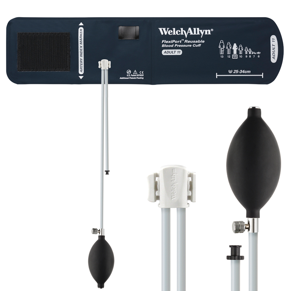 Welch Allyn Flexiport Adult Long Reusable Blood Pressure Cuff with 2-Tubes, Inflation System for Blood Pressure Monitor