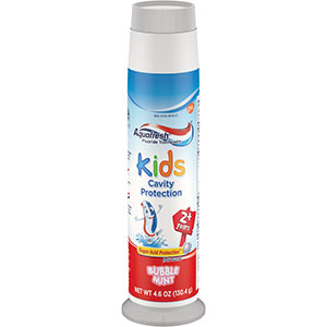 Aquafresh® Kids Three Stripe Pump Fluoride Toothpaste, Bubble Mint flavor