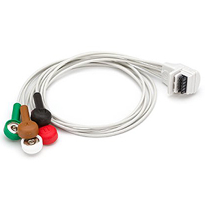 Welch Allyn Mortara Surveyor Patient Cable with H3+, 5 Wire, Snap, Short 38 cm, Gray, AHA for Patient Monitor