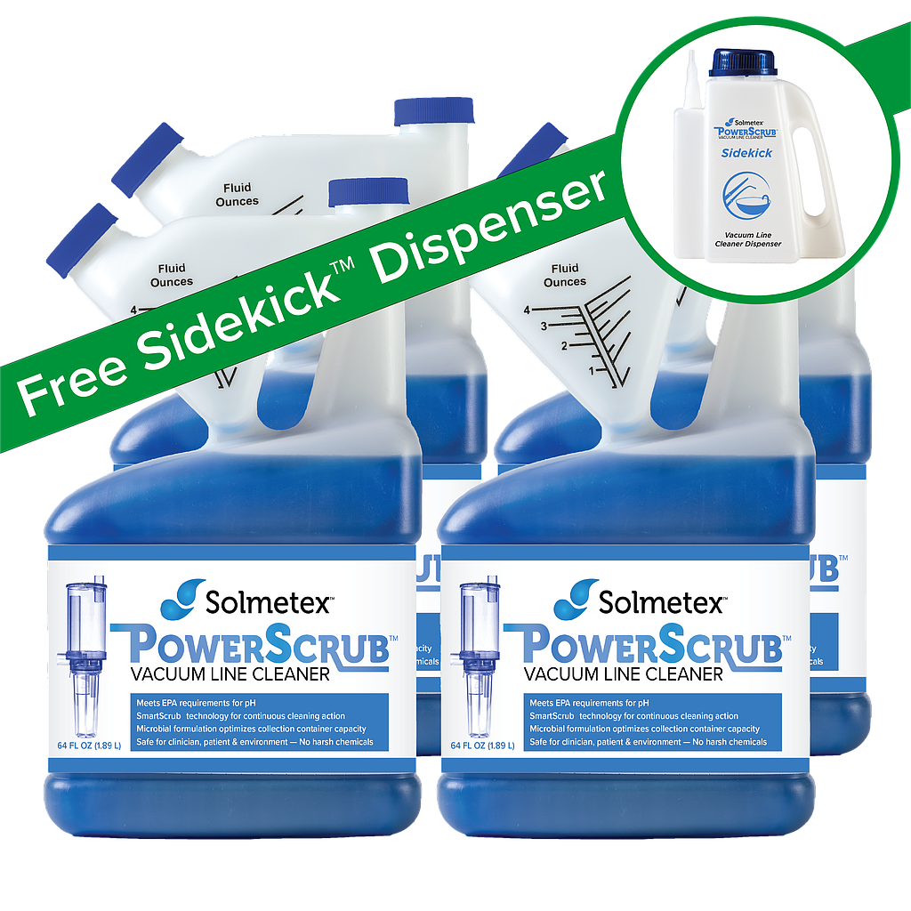 Solmetex PowerScrub™ Vacuum Line Cleaner Case Kit, Four 64 oz. Bottles