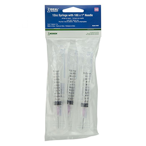Ideal Syringe/Needle Combo Luer Lock with Plastic Hub Soft Pack - 12 cc, 18G x 1" (3 Pack)