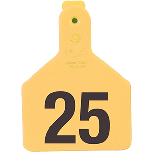Z Tags No-Snag Calf Ear Tags - Yellow 26-50 (25 Pack)